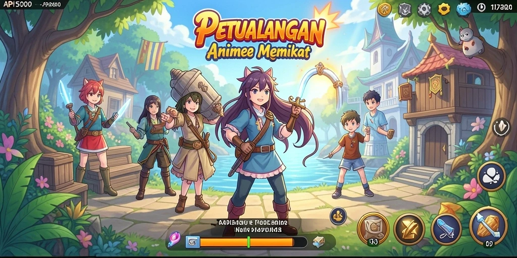 Tampilan screenshot gameplay API5000 menunjukkan pertarungan seru dengan karakter Anime.