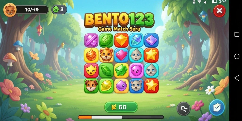 Tampilan gameplay BENTO123 dengan kombinasi makanan yang mengasyikkan.