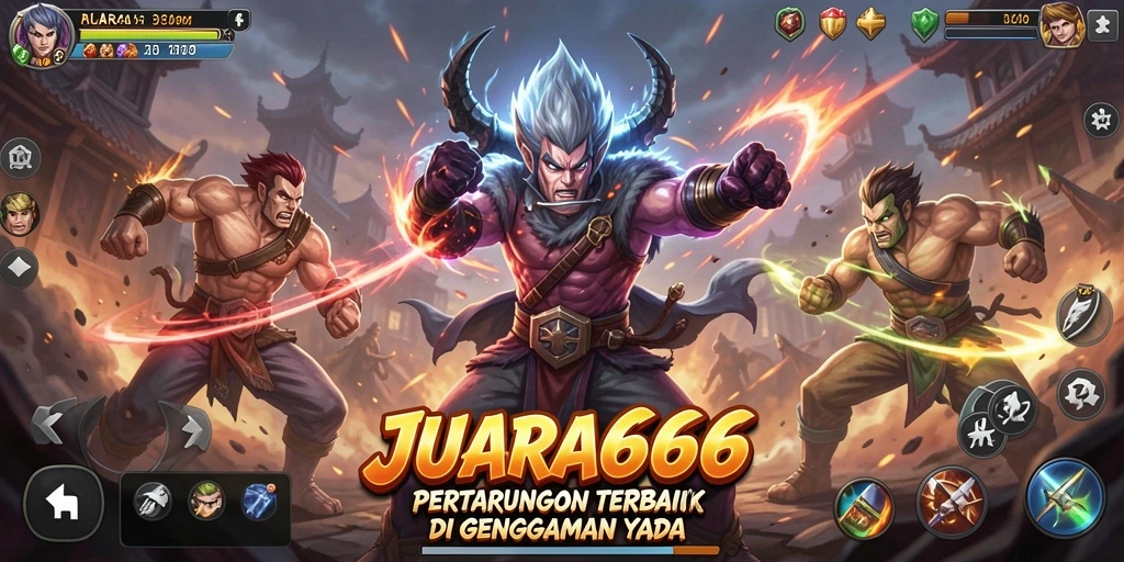Tampilan gameplay JUARA666 dengan pertarungan penuh aksi dan karakter yang menakjubkan.
