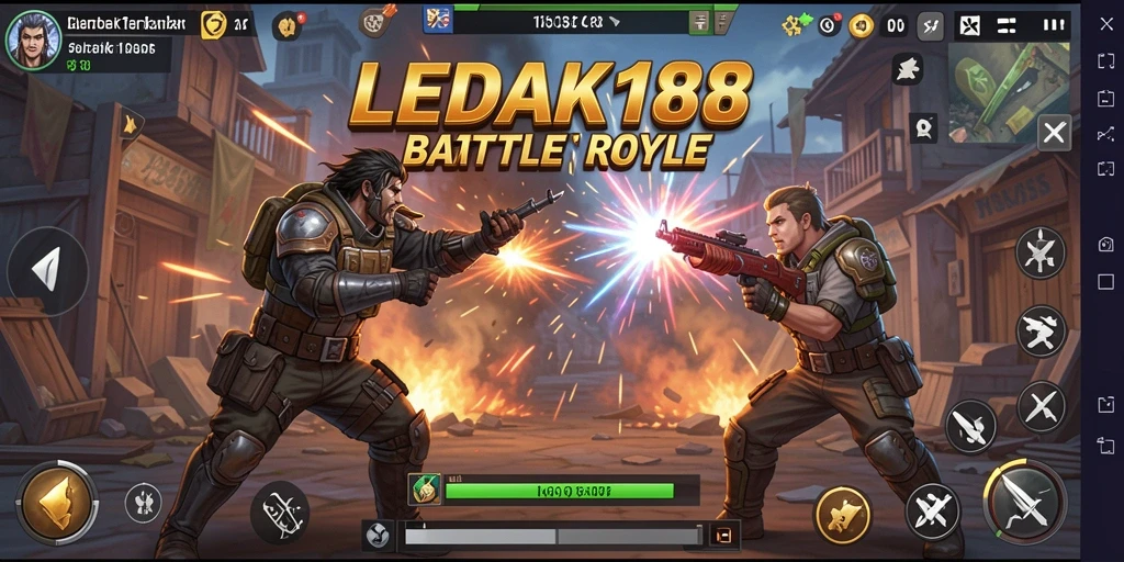 Tampilan menegangkan dari gameplay LEDAK188 dalam pertarungan Battle Royale.