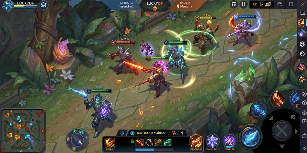 Tampilan gameplay seru di arena pertempuran LUCKYDF.