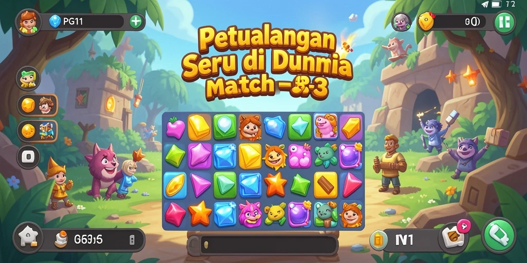 Gameplay PG11 yang penuh warna dalam genre Match-3.