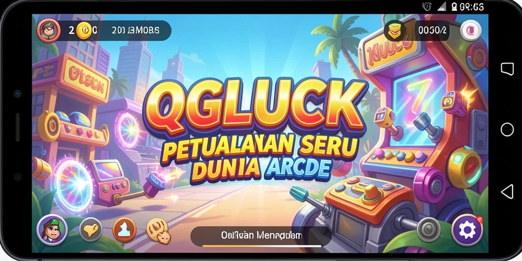 Tangkapan layar utama QGLUCK menampilkan gameplay seru dalam dunia Arcade.