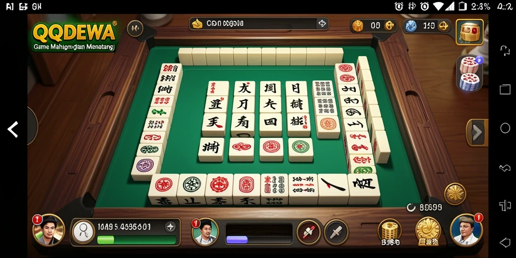 Gameplay menegangkan dari QQDEWA yang menampilkan strategi Mahjong.