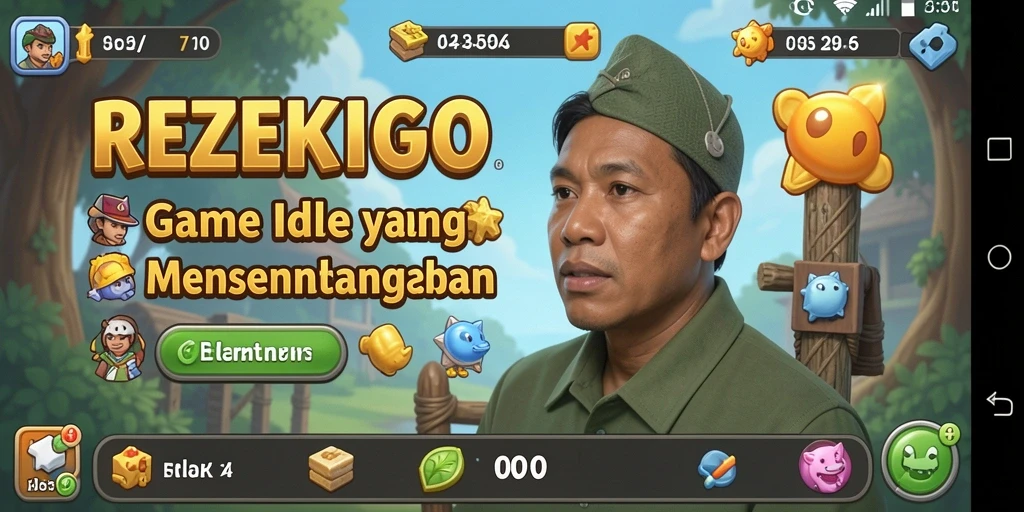 Screenshot gameplay REZEKIGO menampilkan aksi mengumpulkan sumber daya dengan mudah.