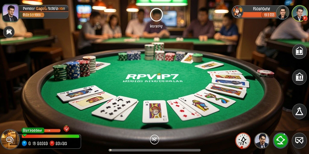 Screenshot gameplay RPVIP7 menampilkan suasana seru bermain Gaple.