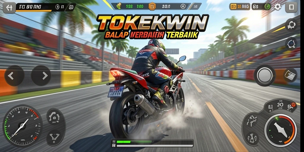 Tampilan gameplay seru dalam balapan motor yang mendebarkan
