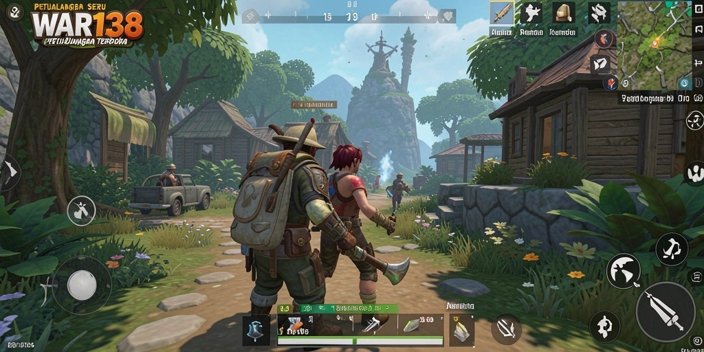Tangkapan layar dari gameplay WAR138 di dunia terbuka yang luas.